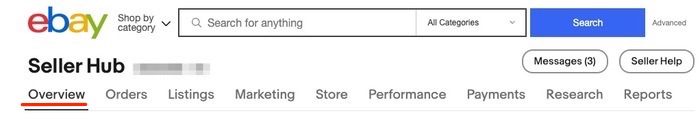 eBayセラーハブの画面