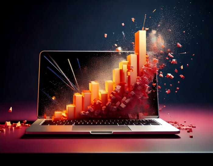 パソコン画面から飛び出す棒グラフ